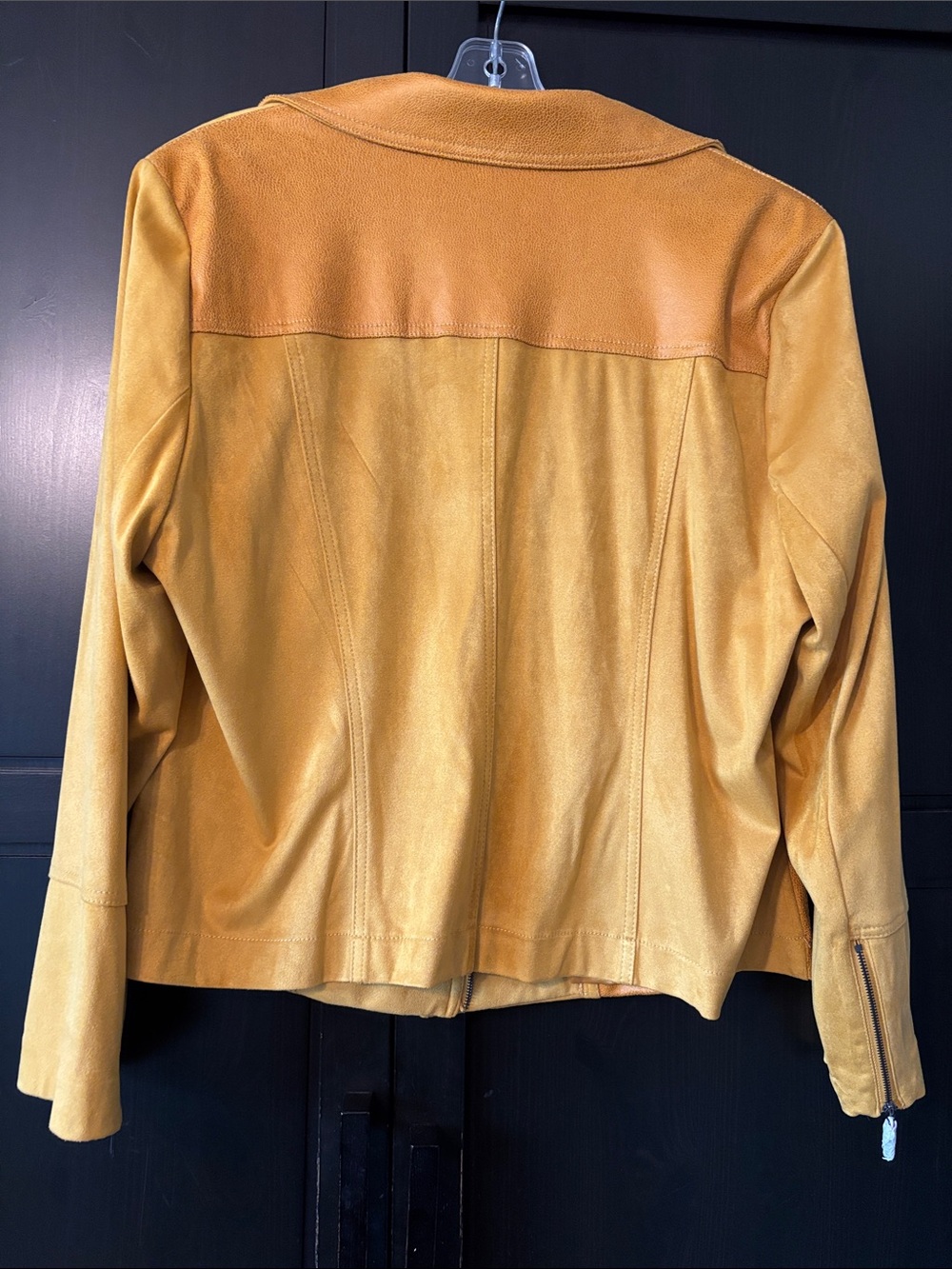 LAURA Golden Yellow Faux Leather Moto Jacket - Picture 4 of 4